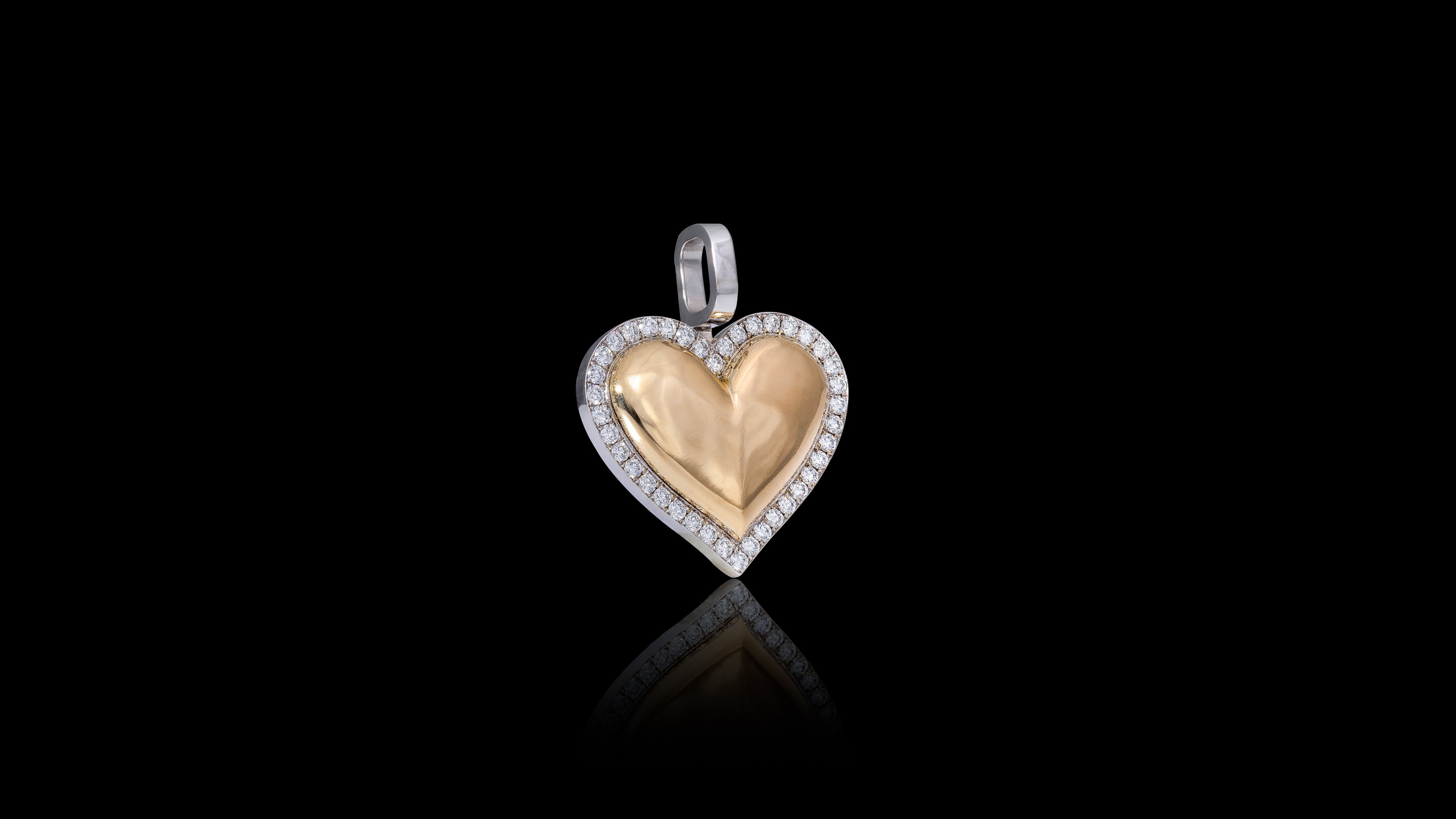 10K Yellow & White Gold Diamond Surrounded Heart Pendant