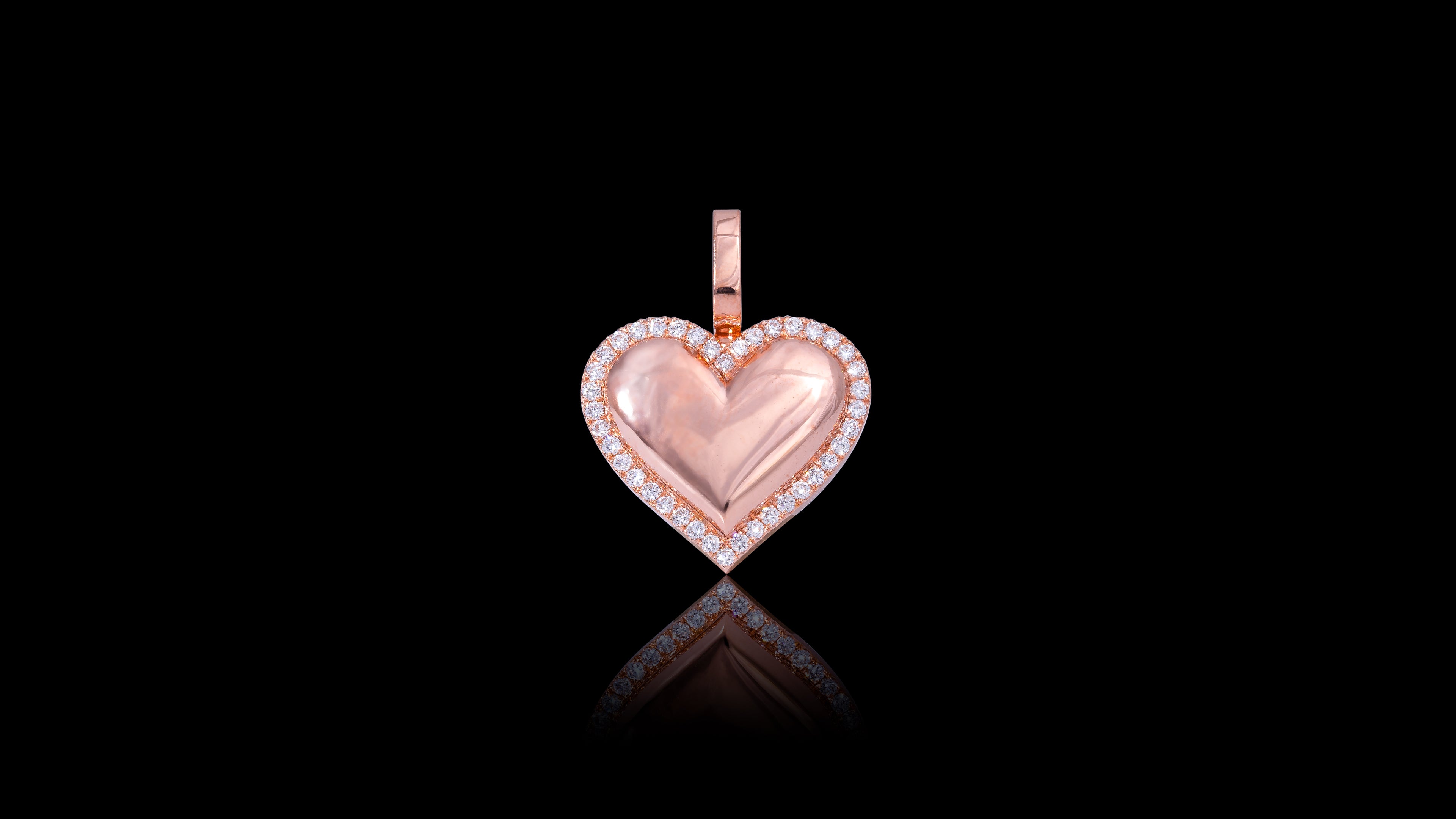 10K Rose Gold Diamond Surrounded Heart Pendant