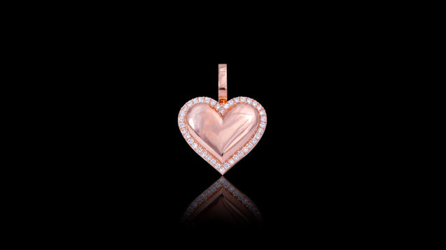 10K Rose Gold Diamond Surrounded Heart Pendant