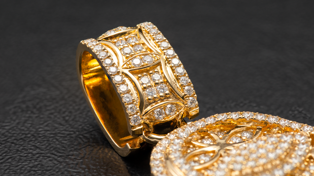 14K Yellow Gold Hamsa Hand & Eye Diamond Pendant