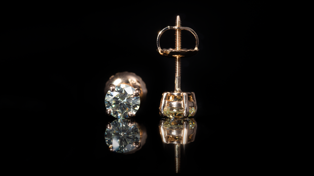 14K Rose Gold Single Diamond Stud Earrings
