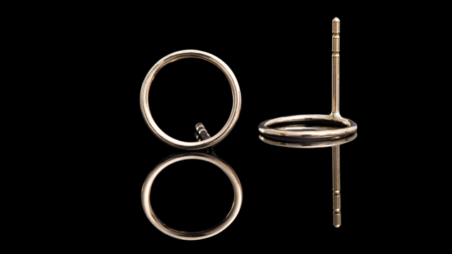14K Yellow Gold Hollow Circle Stud Earrings