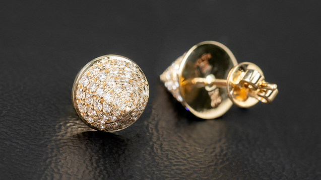 14K Yellow Gold Cone Shape Diamond Earrings