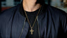 14K Yellow Gold Layered Baguette Diamond Cross Pendant