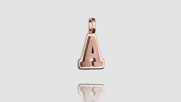 10K Rose Gold Brushed Initial Block Pendant