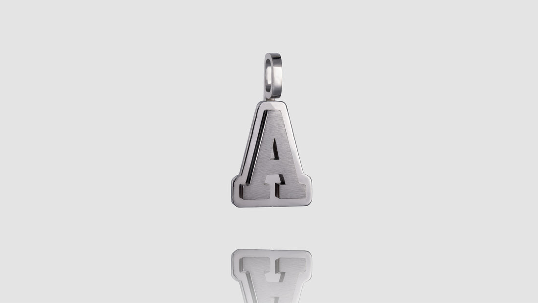 10K Gold Brushed Initial Block Pendant