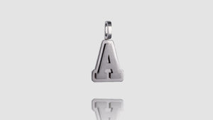 10K White Gold Brushed Initial Block Pendant