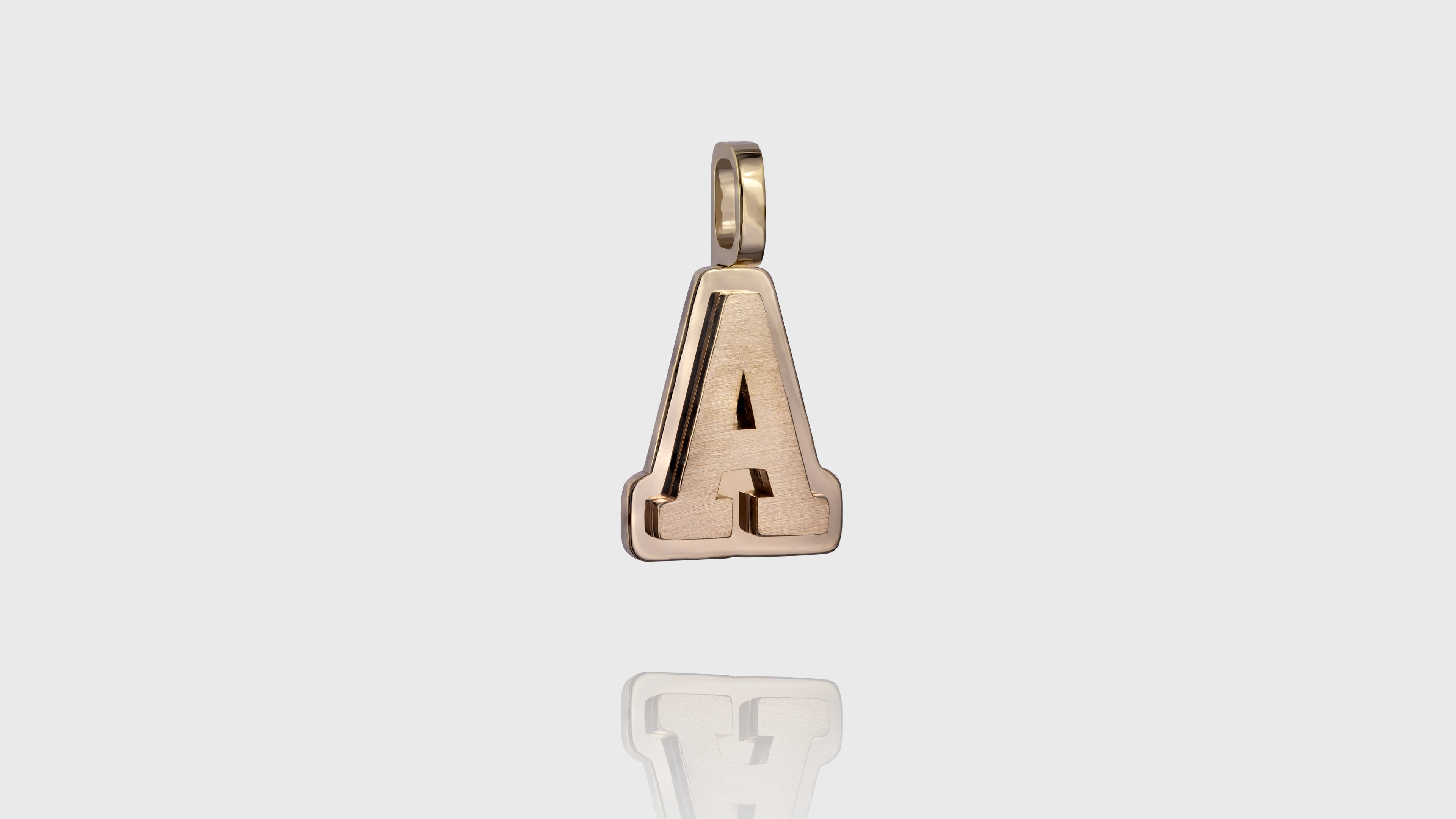 10K Gold Brushed Initial Block Pendant