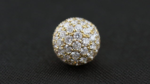 18K Yellow Gold Sphere Diamond Earrings