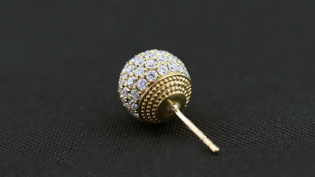 18K Yellow Gold Sphere Diamond Earrings