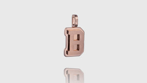 10K Rose Gold Brushed Initial Block Pendant