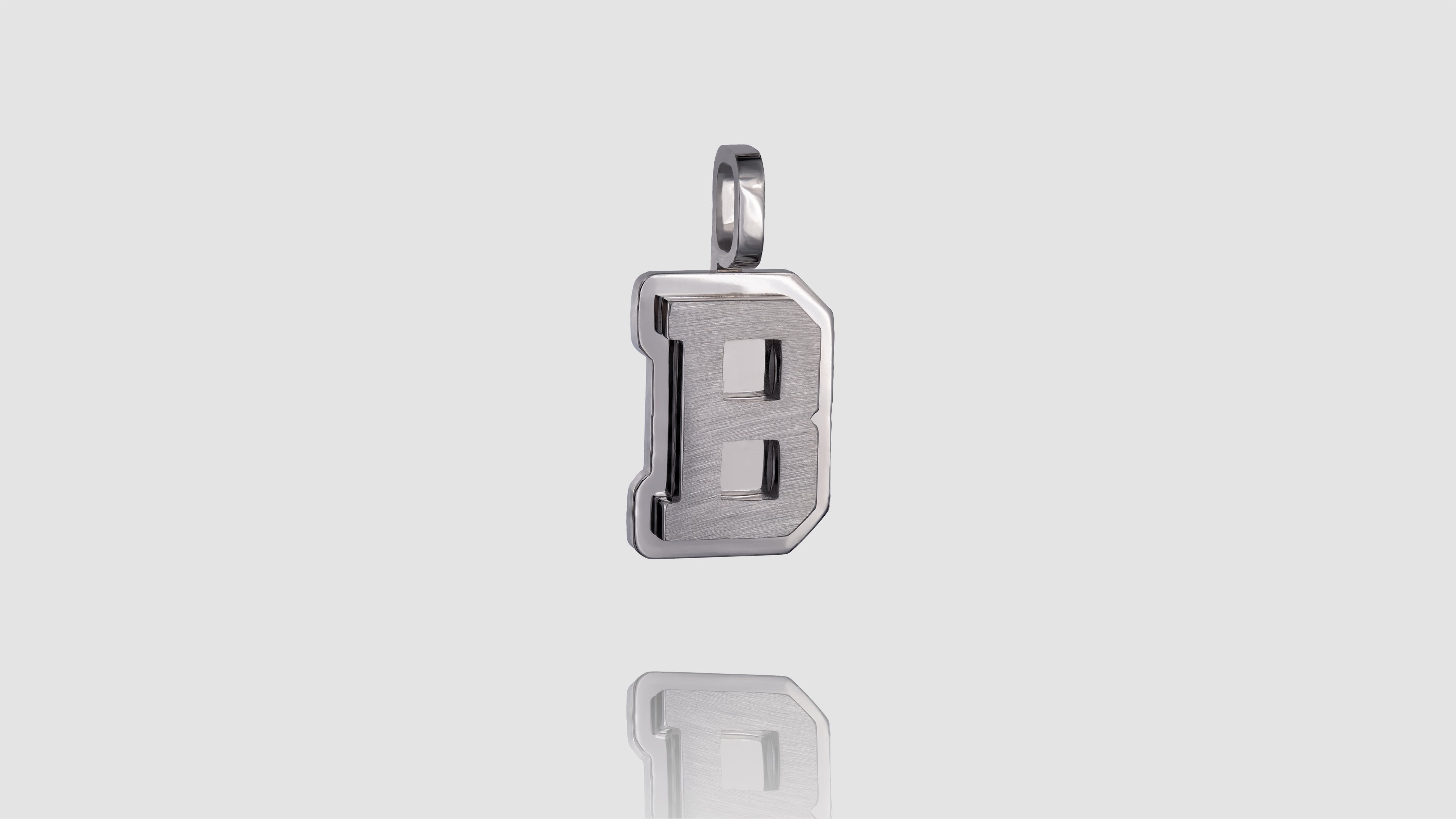 10K Gold Brushed Initial Block Pendant