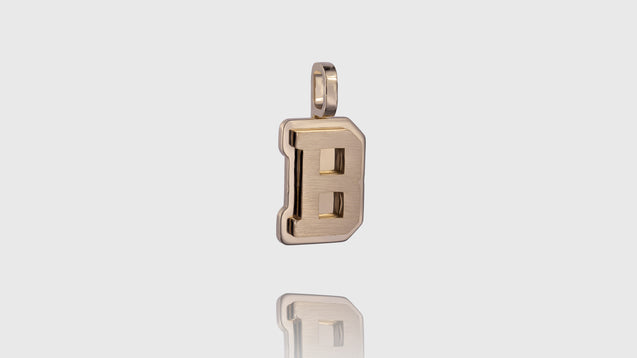 10K Yellow Gold Brushed Initial Block Pendant