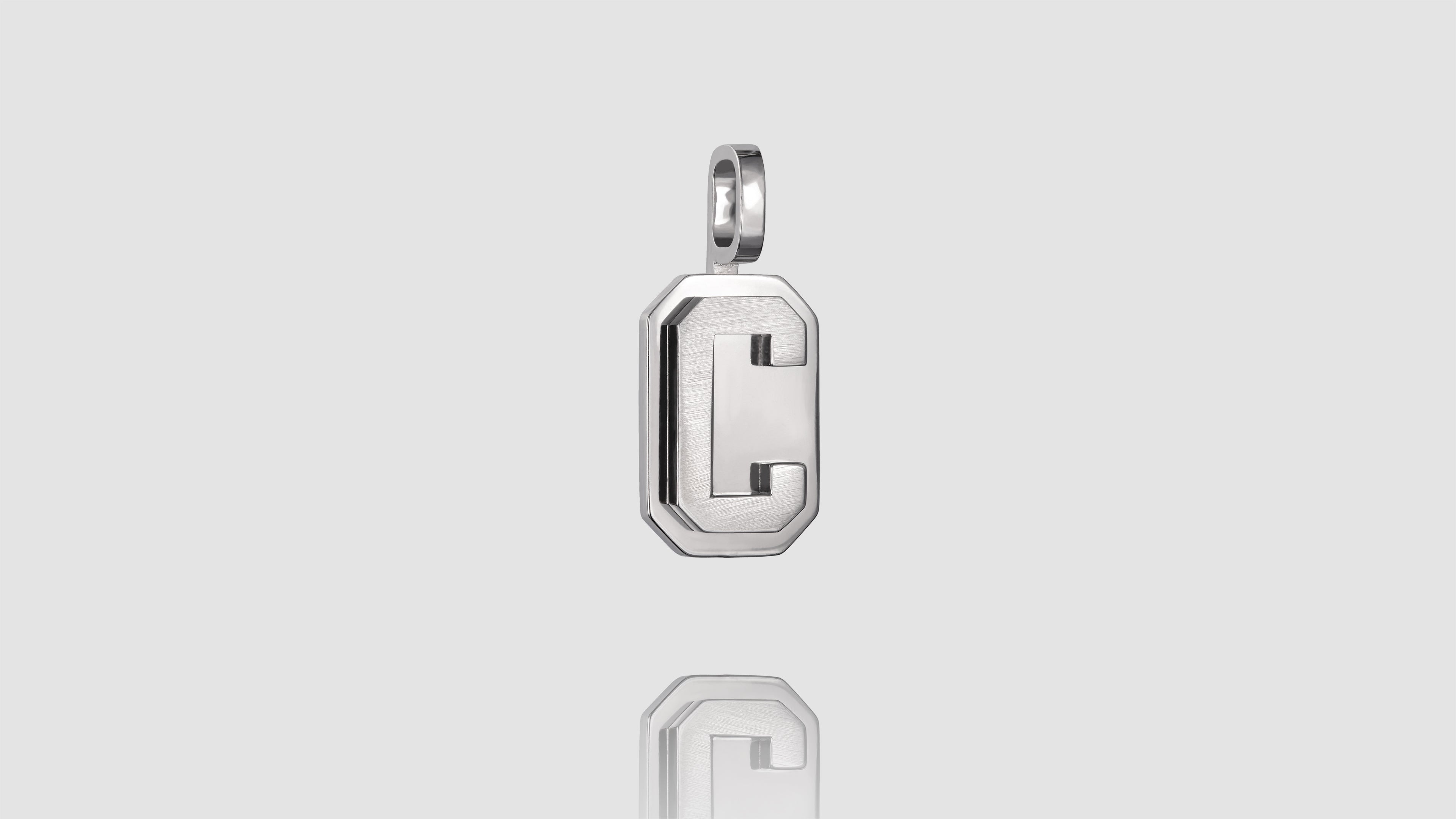 10K Gold Brushed Initial Block Pendant