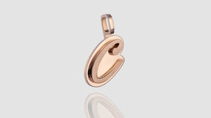 10K Rose Gold Brushed Initial Script Pendant