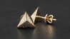 14K Yellow Gold Pyramidal Shape Diamond Earrings