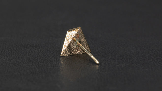 14K Yellow Gold Pyramidal Shape Diamond Earrings