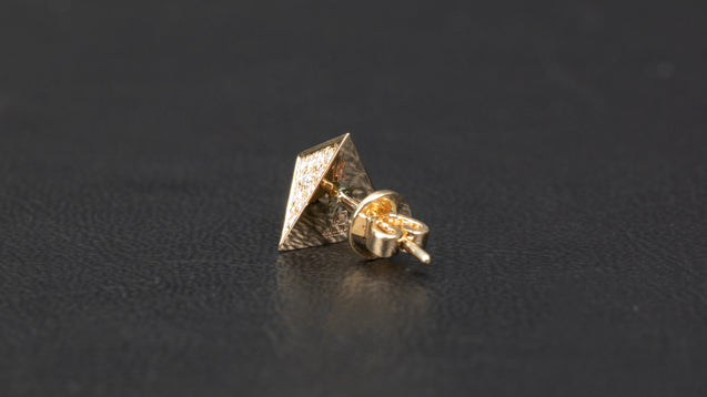 14K Yellow Gold Pyramidal Shape Diamond Earrings