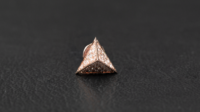 14K Rose Gold Pyramidal Shape Diamond Earrings