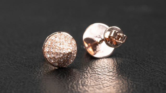 14K Rose Gold Cone Shape Diamond Earrings