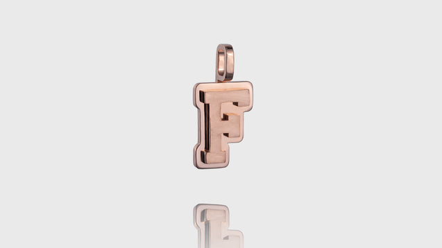 10K Rose Gold Brushed Initial Block Pendant