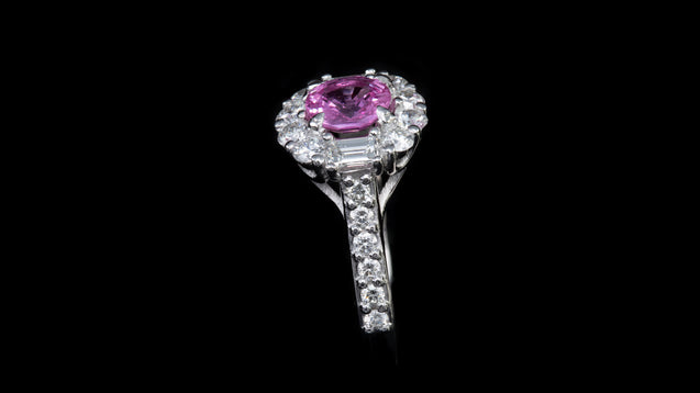 Platinum Round Pink Sapphire In Tiger Claw Ring