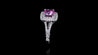 18K White Gold Pink Sapphire In Layered Square Halo Ring