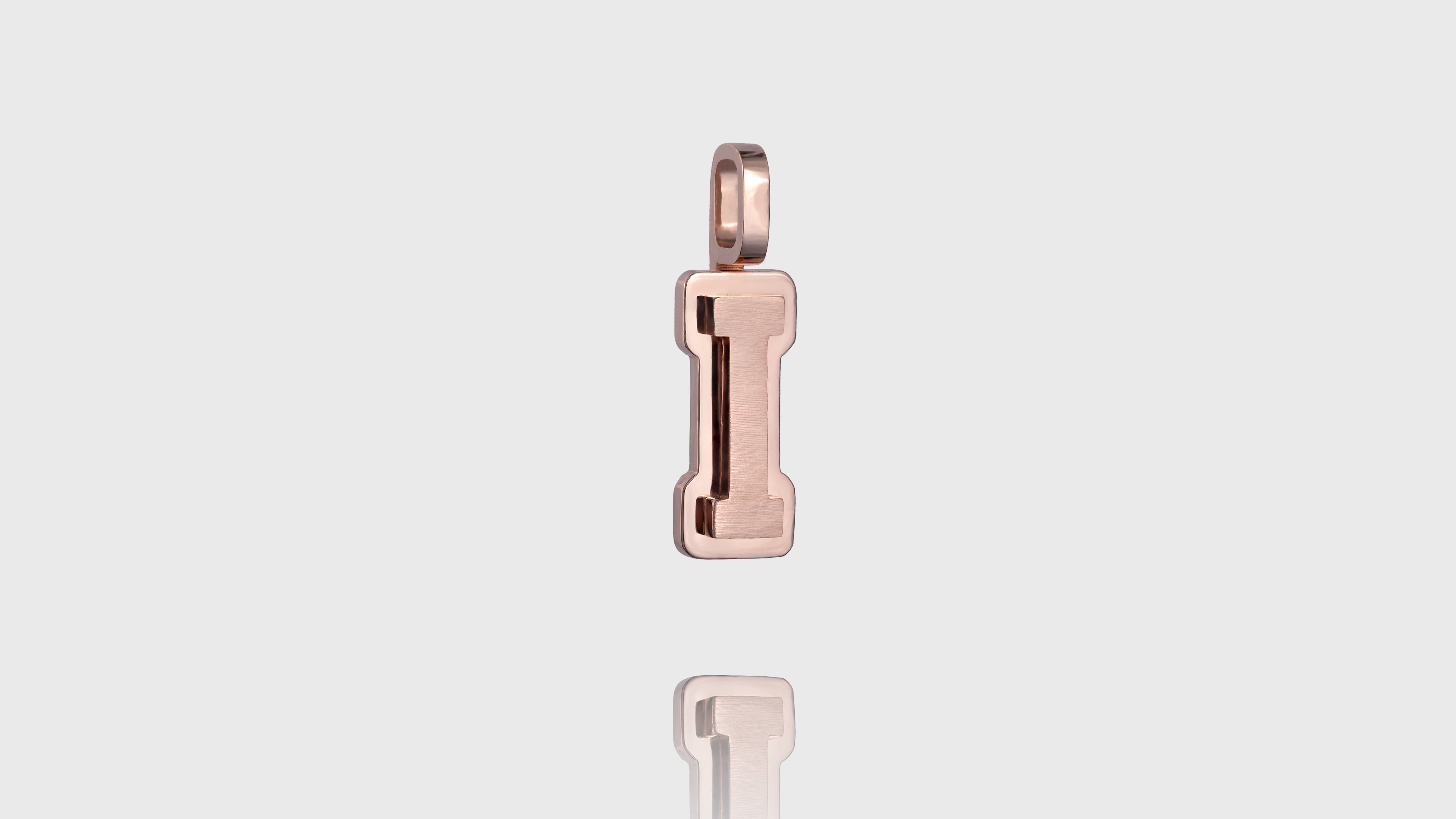 10K Gold Brushed Initial Block Pendant