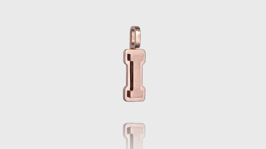10K Gold Brushed Initial Block Pendant