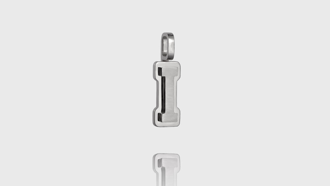10K Gold Brushed Initial Block Pendant