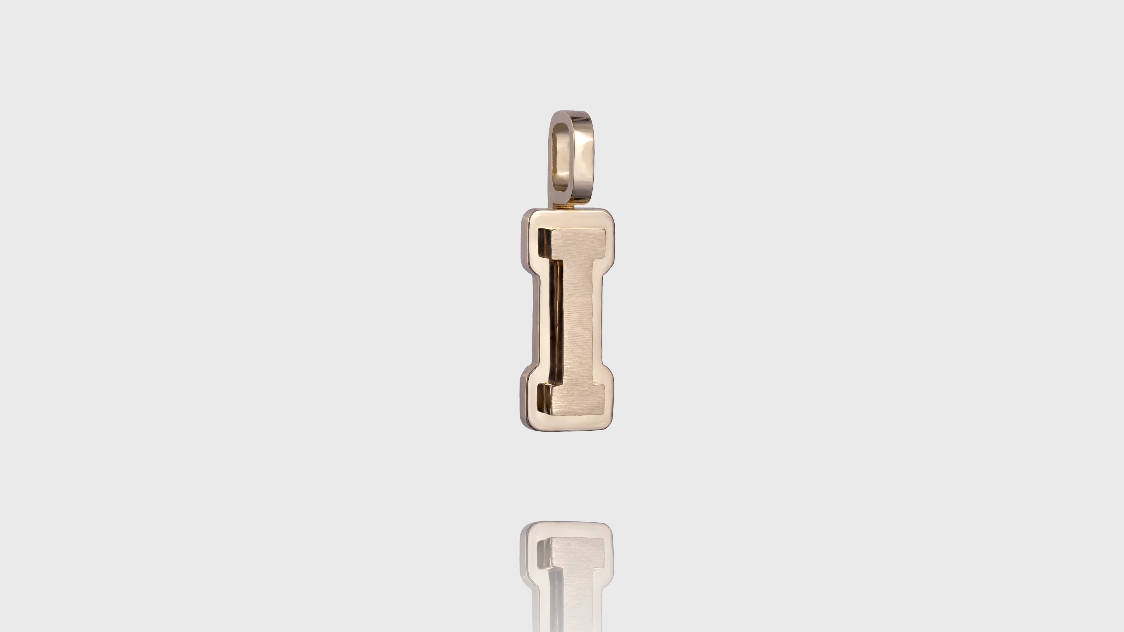 10K Gold Brushed Initial Block Pendant