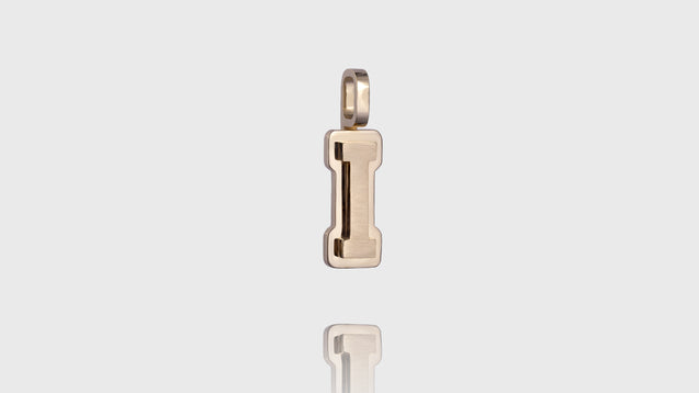 10K Yellow Gold Brushed Initial Block Pendant