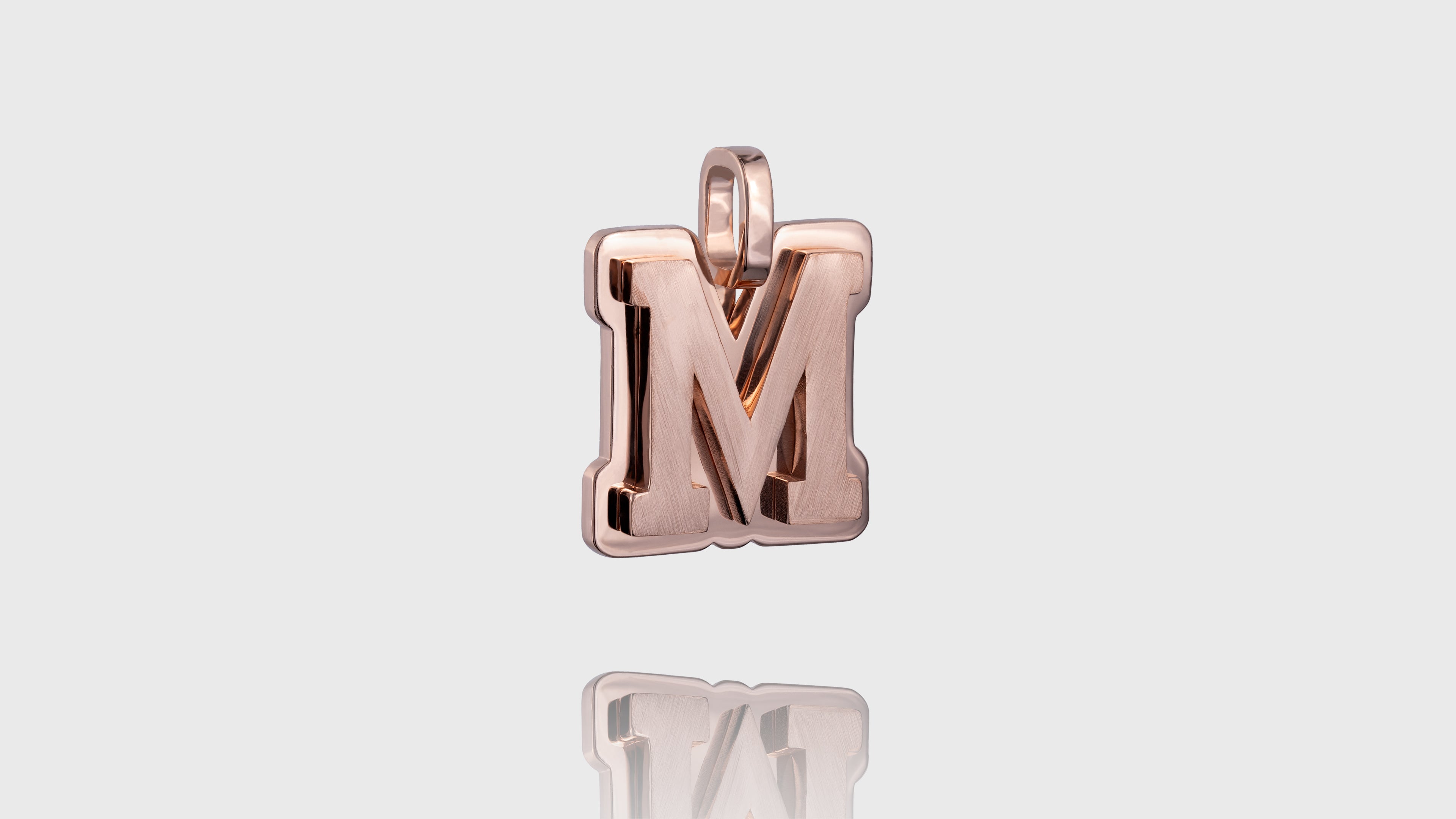 10K Gold Brushed Initial Block Pendant