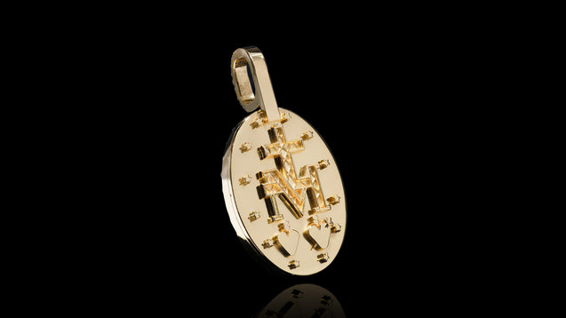 18K Yellow Gold Virgin Mary Diamond Pendant