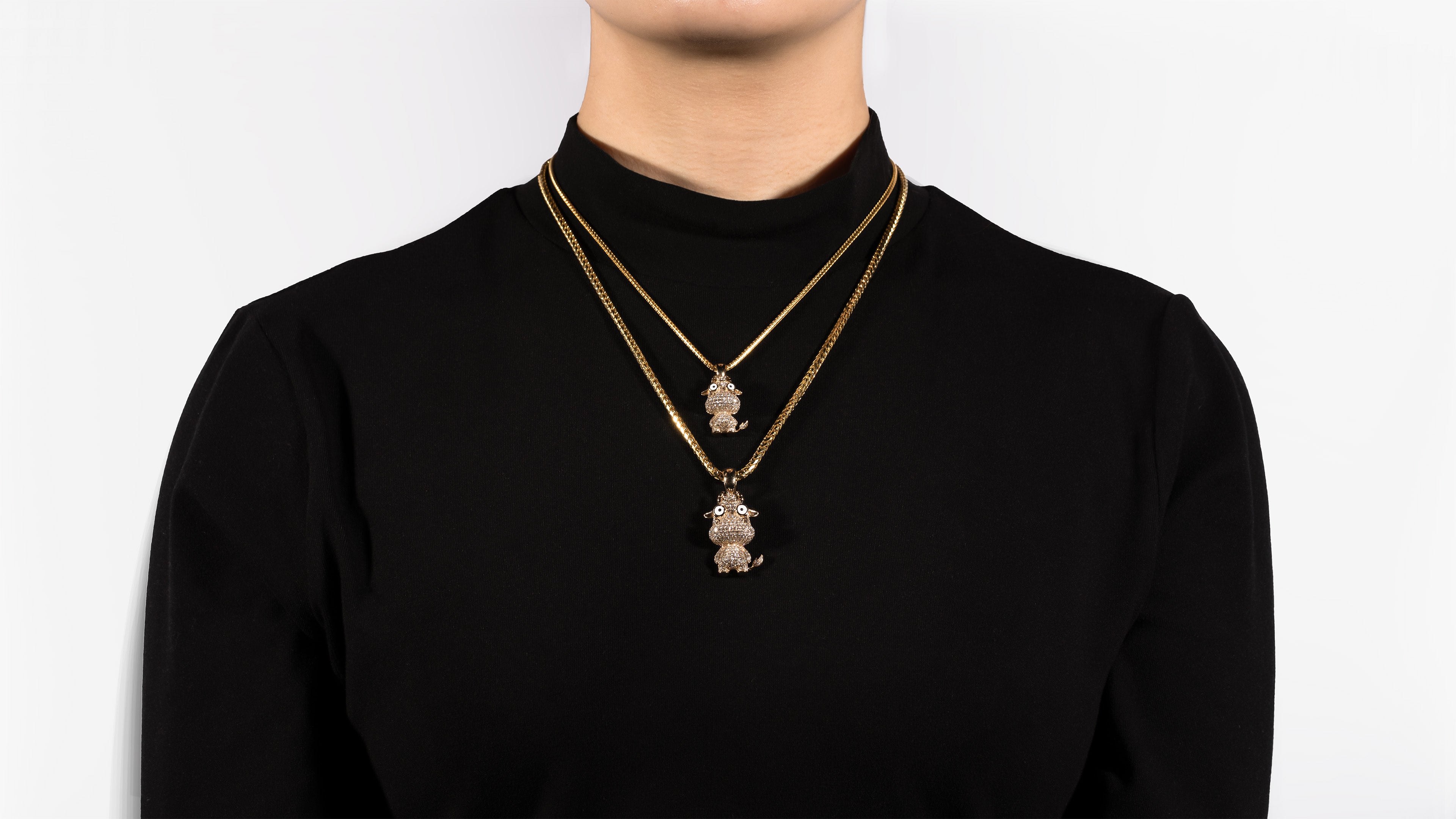 14K Yellow Gold Ox Chinese Zodiac Diamond Pendant