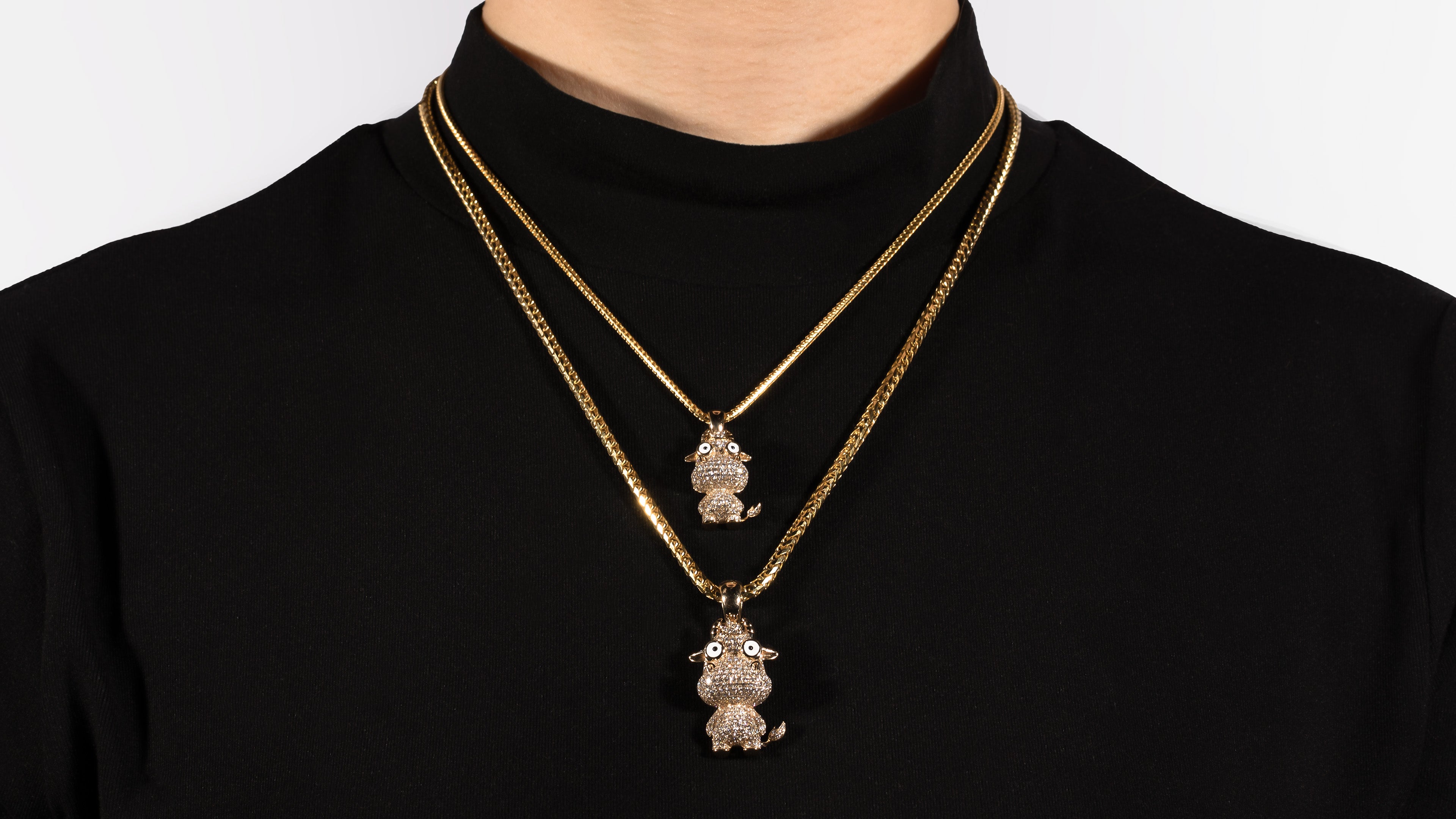 14K Yellow Gold Ox Chinese Zodiac Diamond Pendant