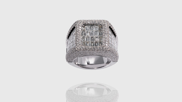 10K White Gold Rectangle Baguette Diamond Ring