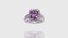 14K White Gold Rectangle Pink Sapphire In Halo Ring