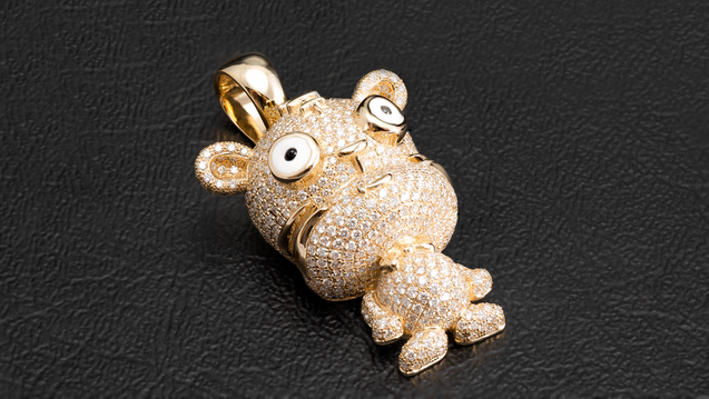 14k Yellow Gold Tiger Chinese Zodiac Diamond Pendant