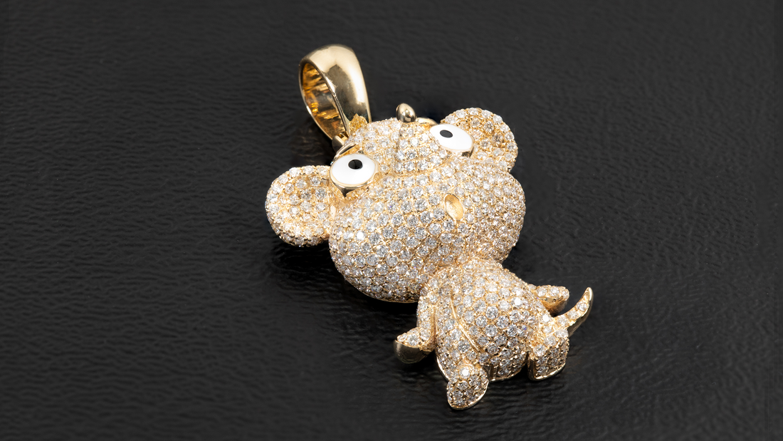 14K Yellow Gold Mouse Chinese Zodiac Diamond Pendant