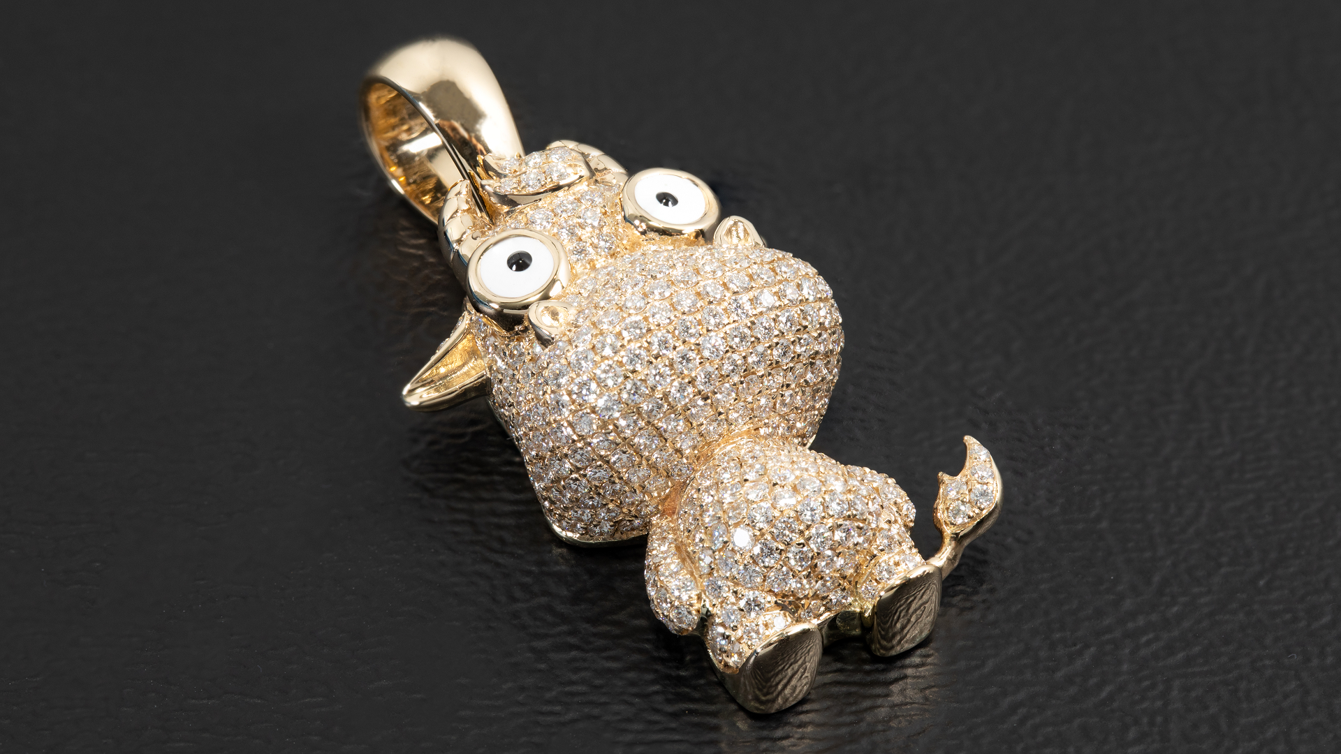 14K Yellow Gold Ox Chinese Zodiac Diamond Pendant