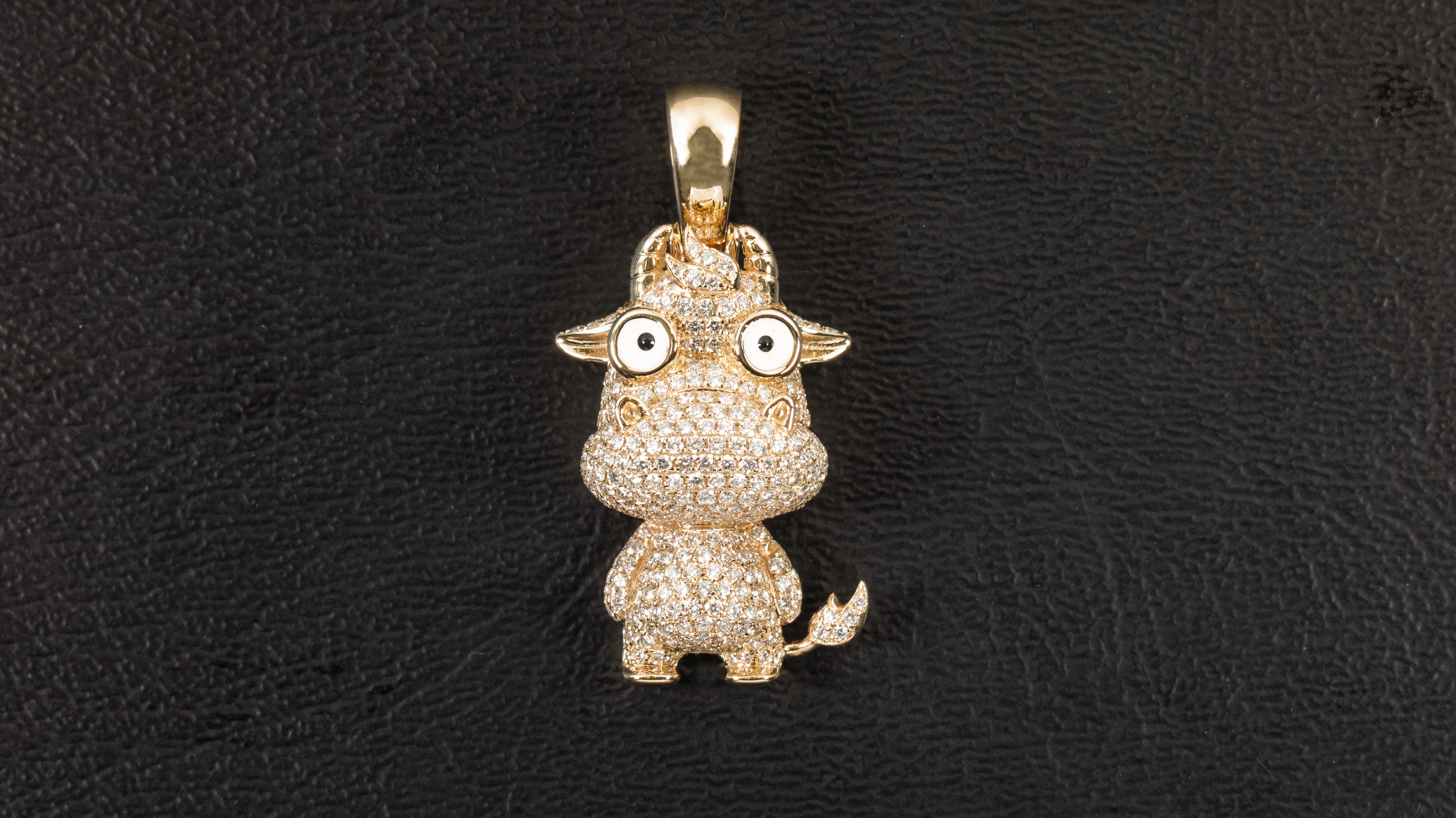 14K Yellow Gold Ox Chinese Zodiac Diamond Pendant