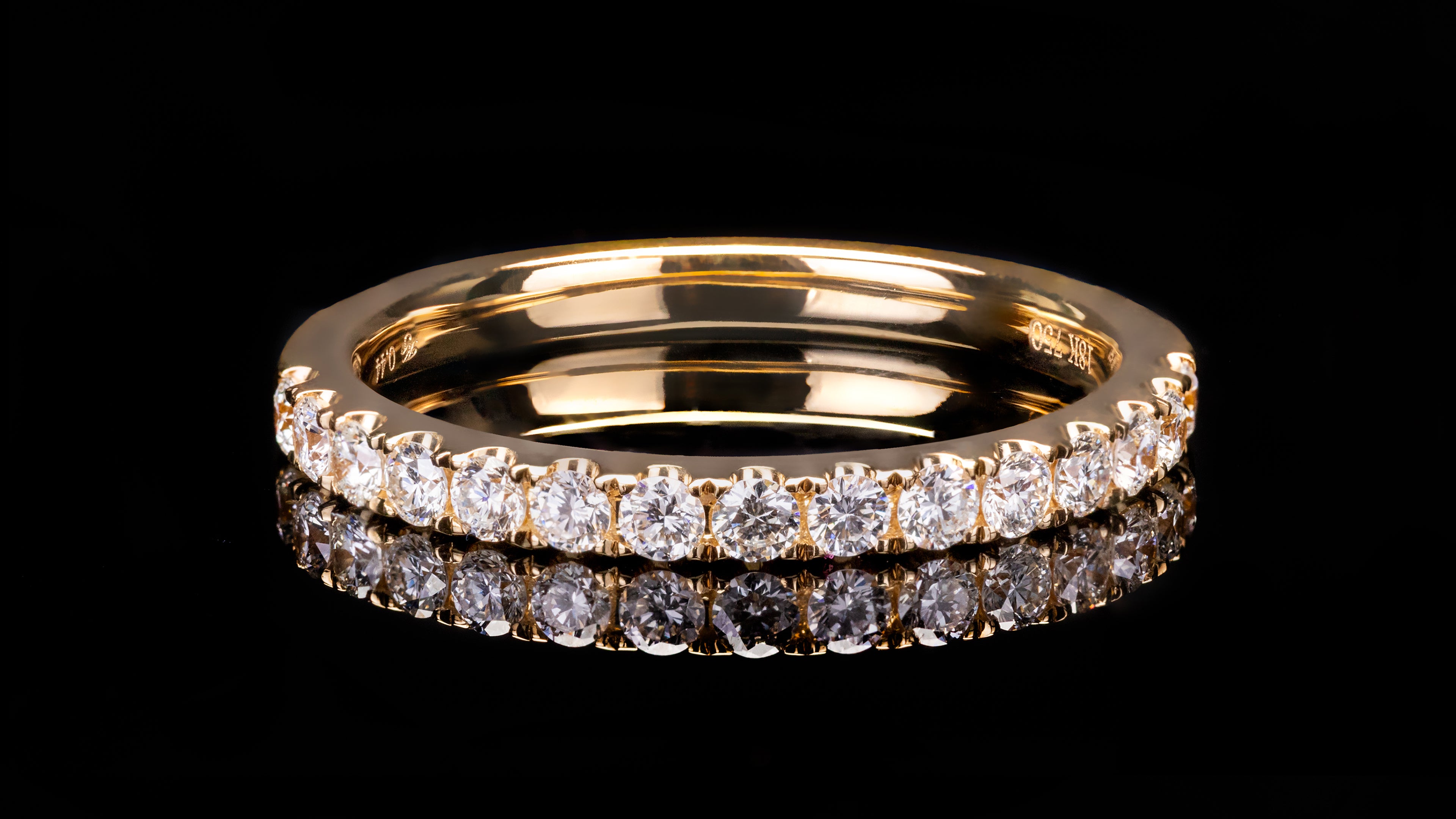 18K Yellow Gold Open Wall Setting Ladies Diamond Band Ring