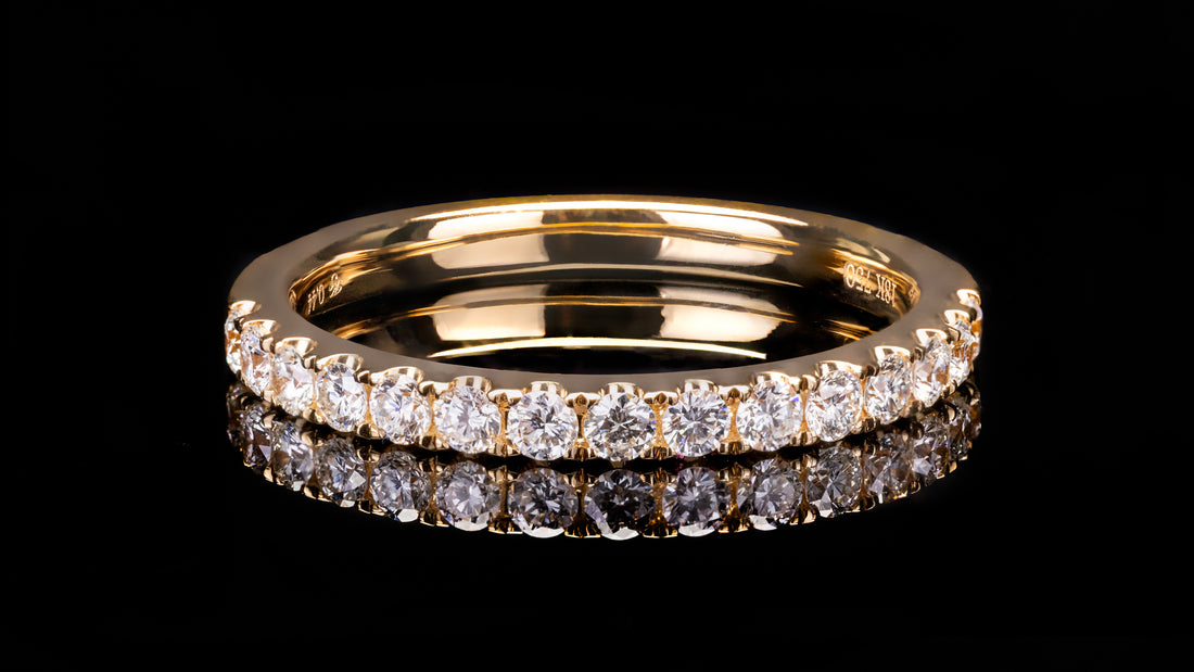 18K Yellow Gold Open Wall Setting Ladies Diamond Band Ring