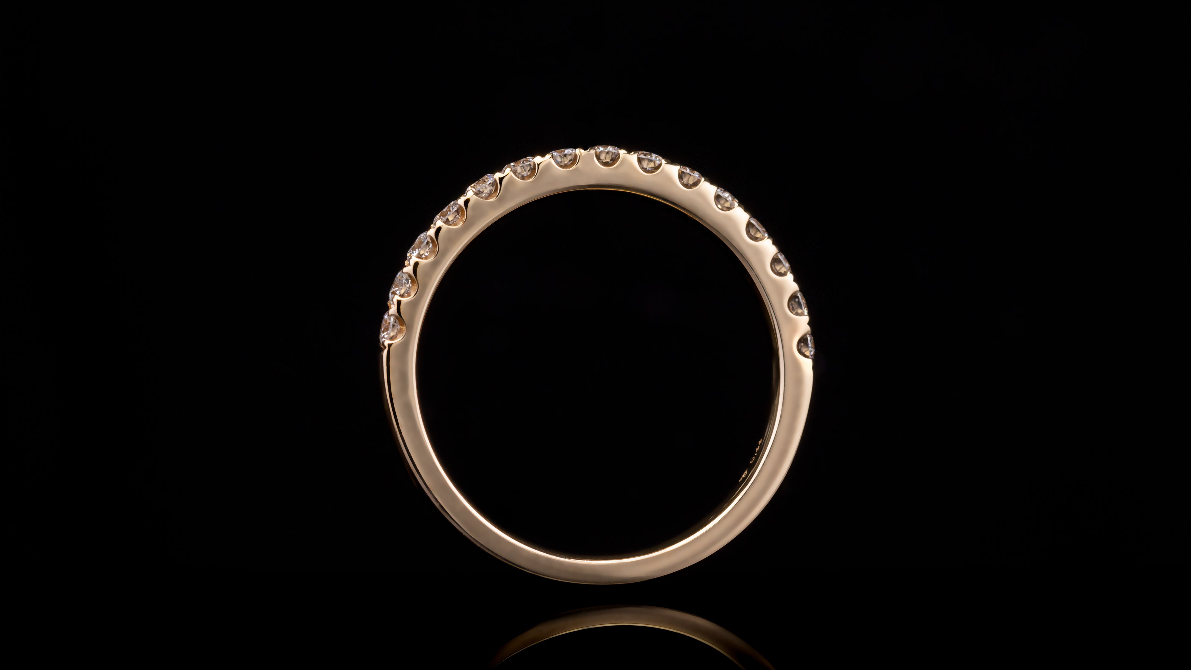 18K Yellow Gold Open Wall Setting Ladies Diamond Band Ring