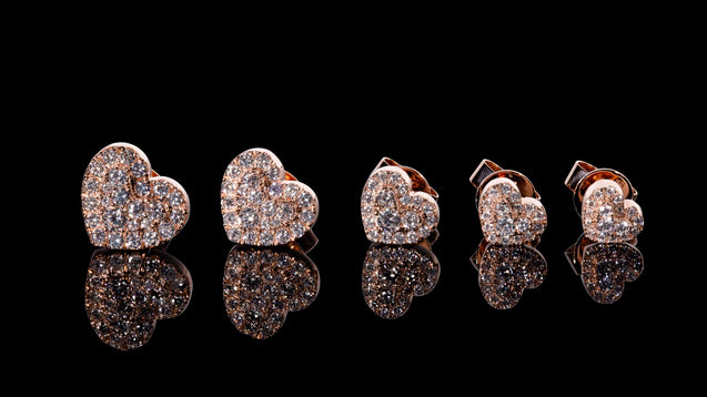 18K Rose Gold Heart Diamond Earrings
