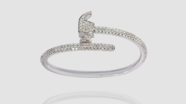 18K White Gold Diamond Chakoch Bangle Bracelet