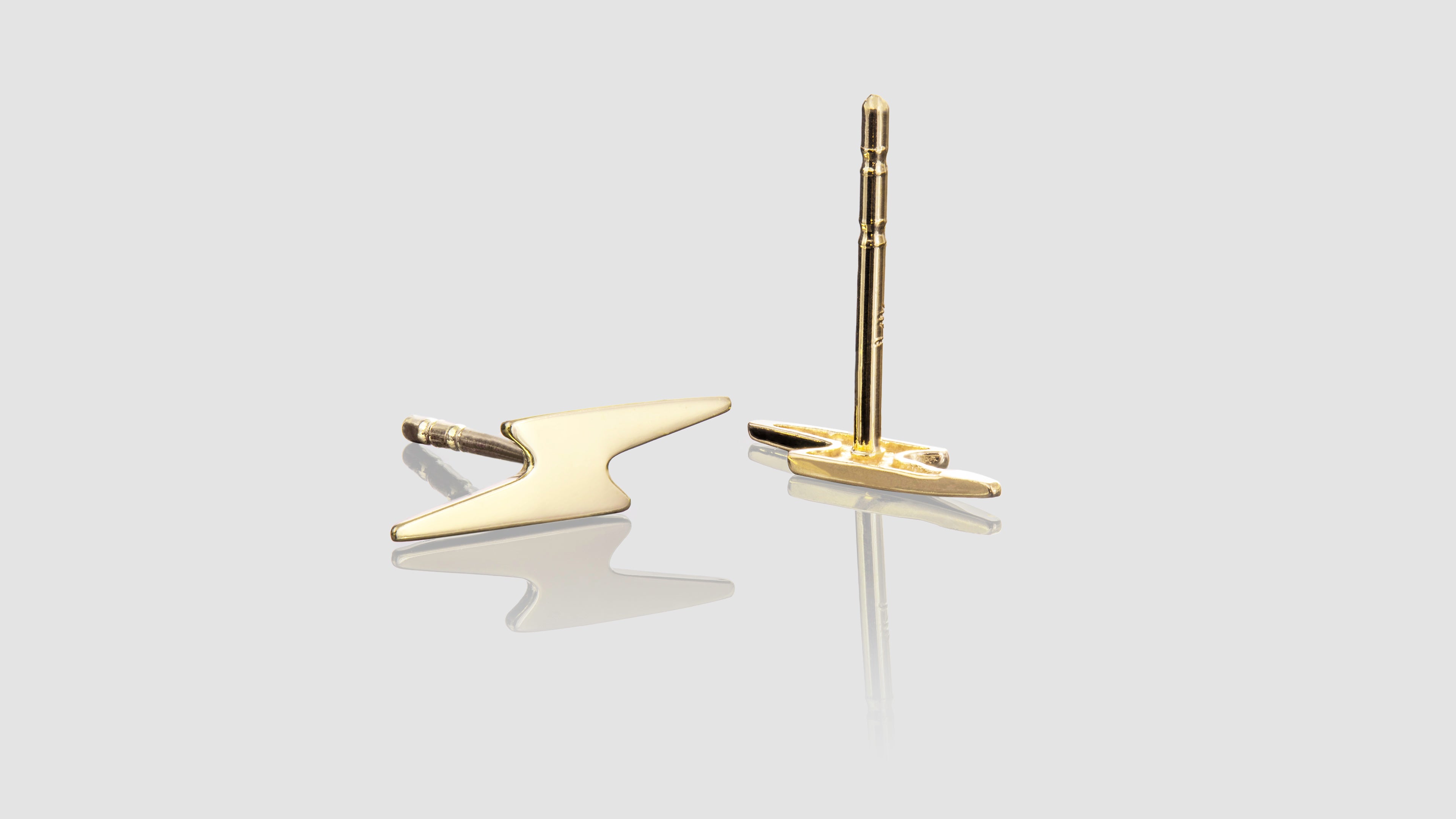 14K Gold Lightning Stud Earrings