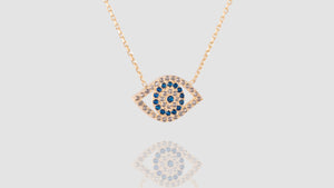 10K Yellow Gold CZ Eye Chain Necklace