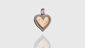10K Yellow & White Gold Diamond Surrounded Heart Pendant